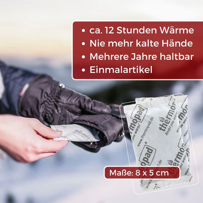 THERMOPAD Handwärmer – DAS ORIGINAL: 20 Paar Wärmepads für 12 Stunden Wärme I 50% weniger Plastik I
