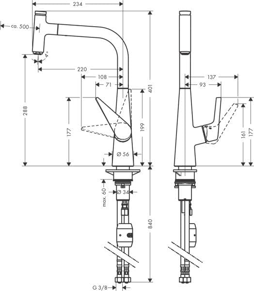 hansgrohe Talis Select S Einhebel-Küchenarmatur (Komfort-Höhe 300mm mit ausziehbarem Auslauf) Chrom