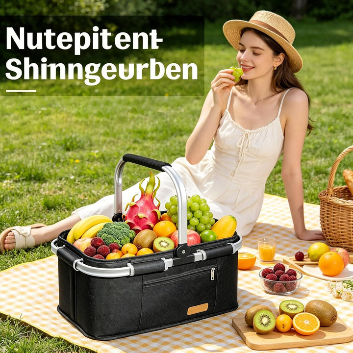 35L Einkaufskorb Faltbar, Grosser Einkaufskörbe Korb mit Gepolsterten Griffen, Einkaufskorb Geeignet