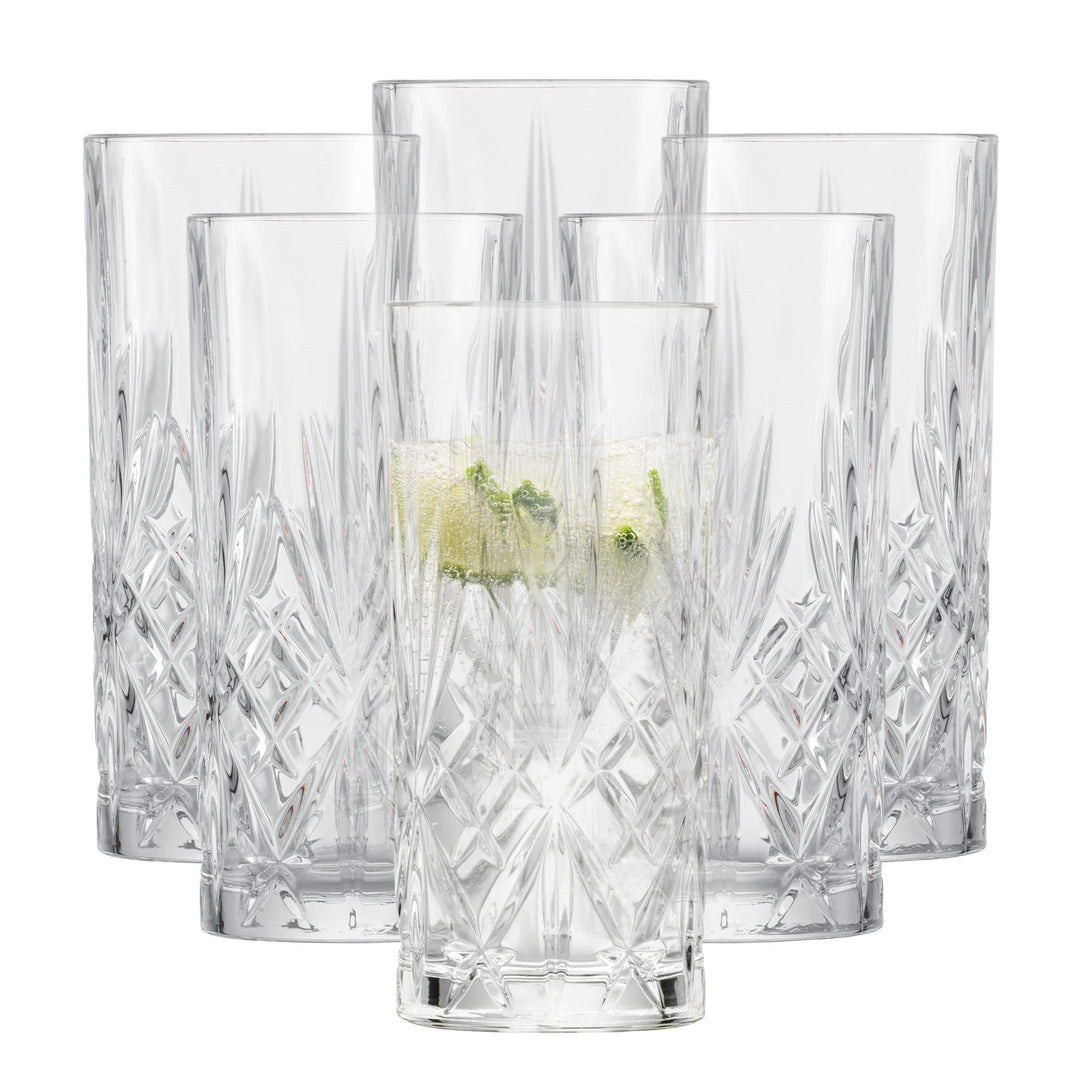 SCHOTT ZWIESEL Longdrinkglas Show (6er-Set), anmutiges Trinkglas für Longdrinks mit Relieff, spülmas