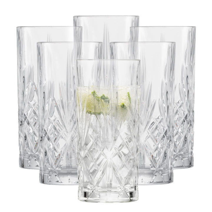 SCHOTT ZWIESEL Longdrinkglas Show (6er-Set), anmutiges Trinkglas für Longdrinks mit Relieff, spülmas