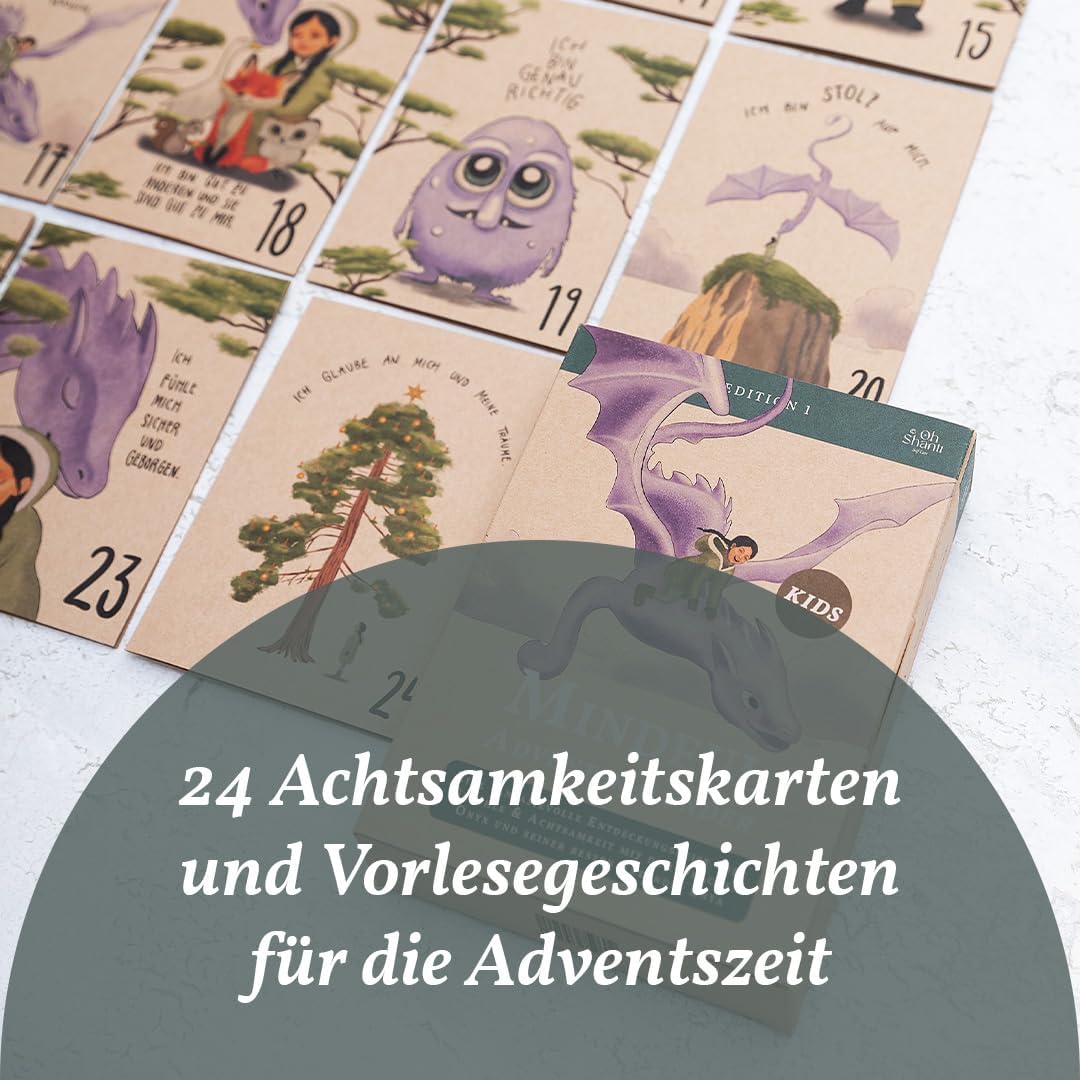 VEGAN BOX® Adventskalender Mindful für Kinder | 24 stärkende Affirmationen und Geschichten | Für Kin