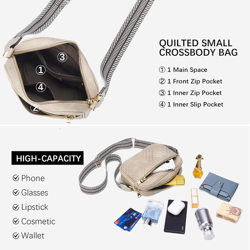 BOSTANTEN Damen Handy Umhängetasche, Crossbody Bag mit verstellbarem Breiter Gurt, PU Leder Gesteppt