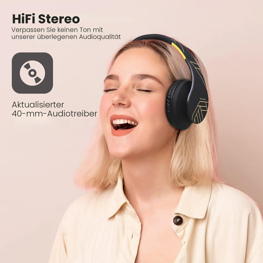 PowerLocus Bluetooth Over-Ear Kopfhörer, Kabellos Stereo Faltbare Kopfhörer Kabellose und Kabel-Kopf