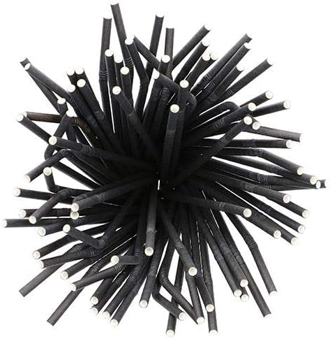 Papstar Trinkhalme, Papier "pure" Ø 6 mm, 22 cm schwarz flexibel 88366 Papiertrinkhalme Papierstrohh