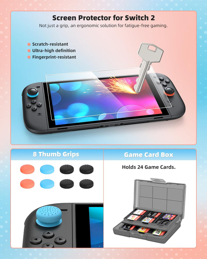 Switch 2 Pro Controller Zubehör-Bundle für Nintendo Switch 2, 2 × Schwarz | Tragetasche, Controller-