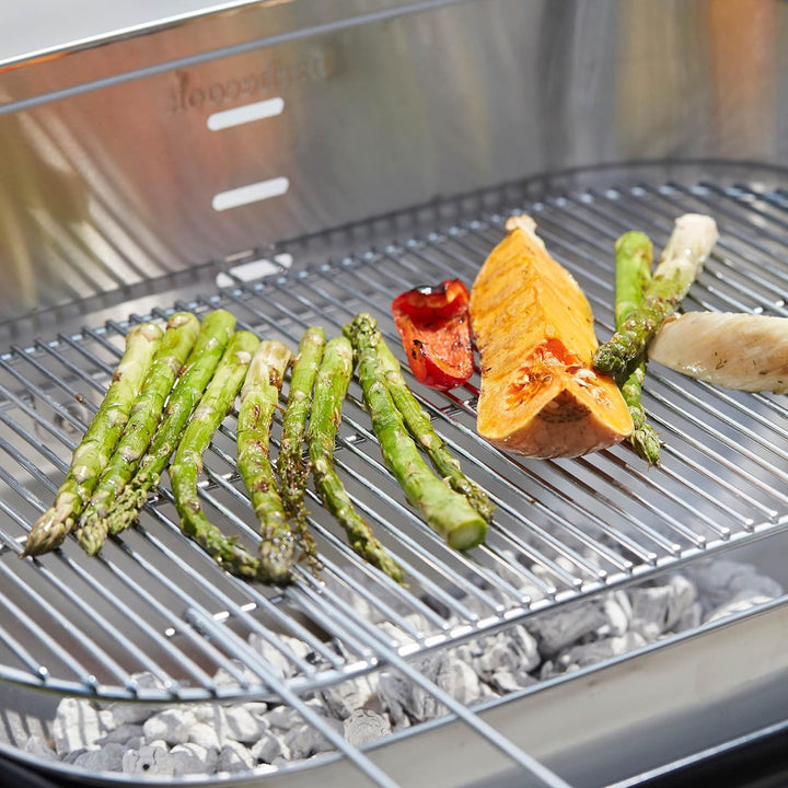 Barbecook Loewy 55 Holzkohlegrill BBQ mit Windschutz aus edelstahl, Grillen für 10 Personen, 60x35x1