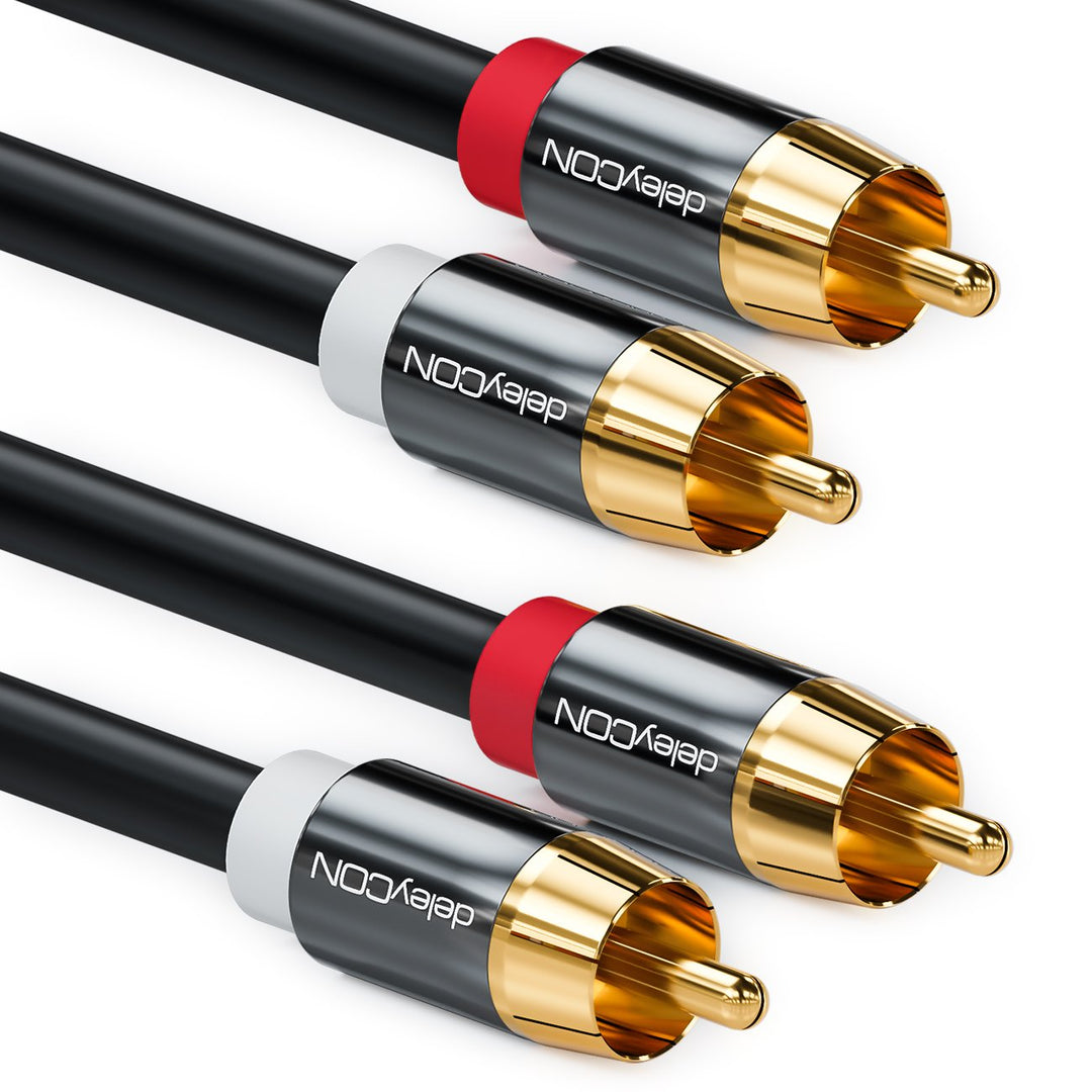 deleyCON 10m Cinch Kabel Stereo Audio Cinch RCA Kabel 2x Cinch Stecker zu 2x Cinch Stecker HiFi-Anla