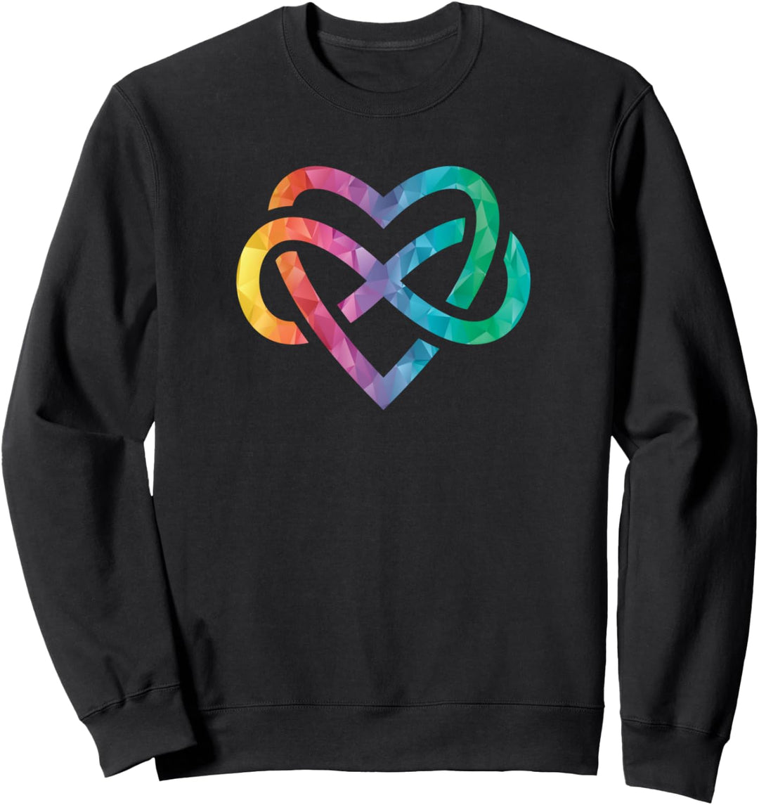 Niedriges Poly-Polyamid Rainbow Infinite Heart LGBTQIA Pride Sweatshirt