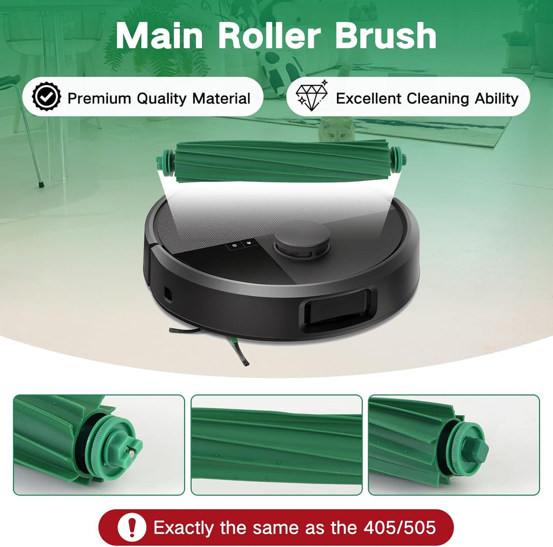 Zubehör Ersatz für iRobot Roomba Plus 405 Combo/505 Combo Saugroboter, 1 Hauptbürste, 2 Filter, 4 Se