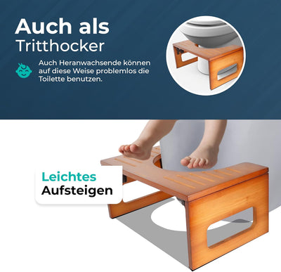 BUDDLEY® Toilettenhocker Bambus klappbar - Klohocker für richtige Haltung - Toilettenhocker Erwachse