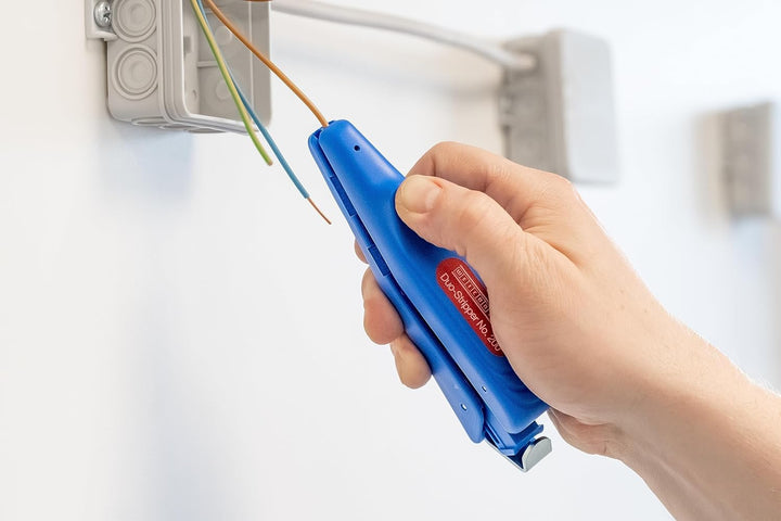 WEICON TOOLS Duo-Stripper No.200 zum Entmanteln & Abisolieren von Kabeln & Leitern, Blau/Rot, 160mm