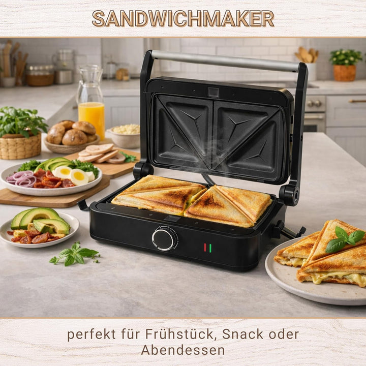 Syntrox SM-1000W Toledo Sandwichmaker mit Wechselplatten – knusprige Toast-Sandwiches schnell &amp; glei