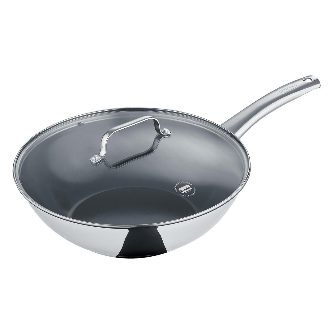 Berndes Wokpfanne 30 cm mit Glasdeckel – Edelstahlpfanne mit Versiegelung – Induktion & allherdtaugl