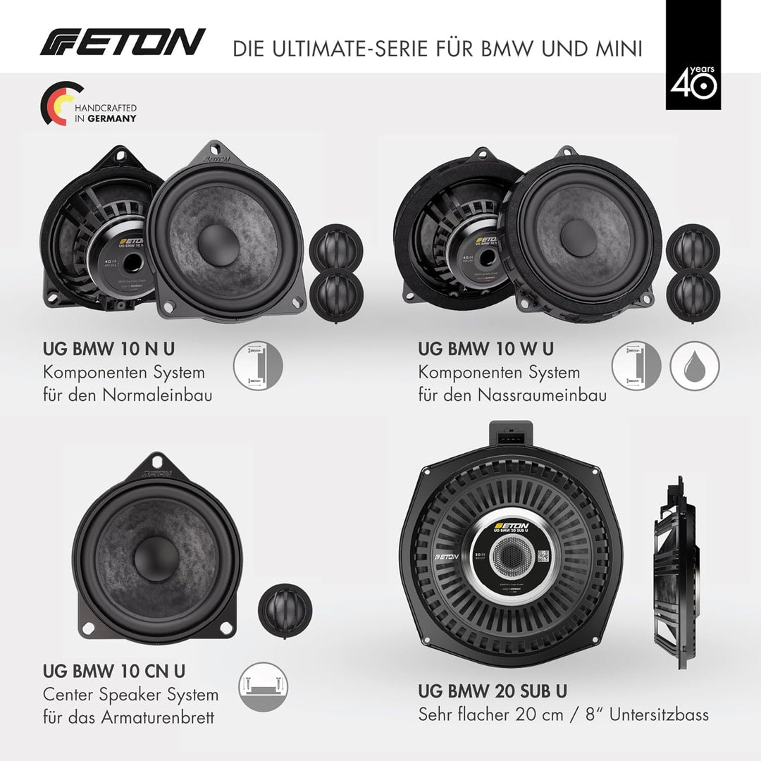 ETON UG-BMW20SUBU – Ultimate High End 8“ / 20 cm Auto Untersitz Subwoofer, kompatibel mit BMW und Mi