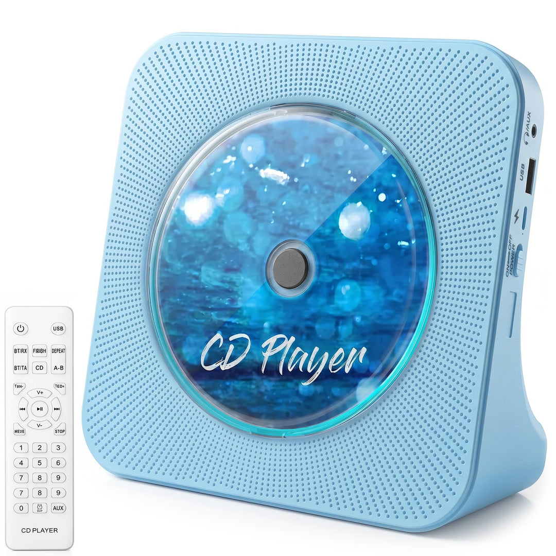 Gueray CD Player Bluetooth CD-Player mit Lautsprecher Unterstützt Fernbedienung Anzeige FM Radio mit