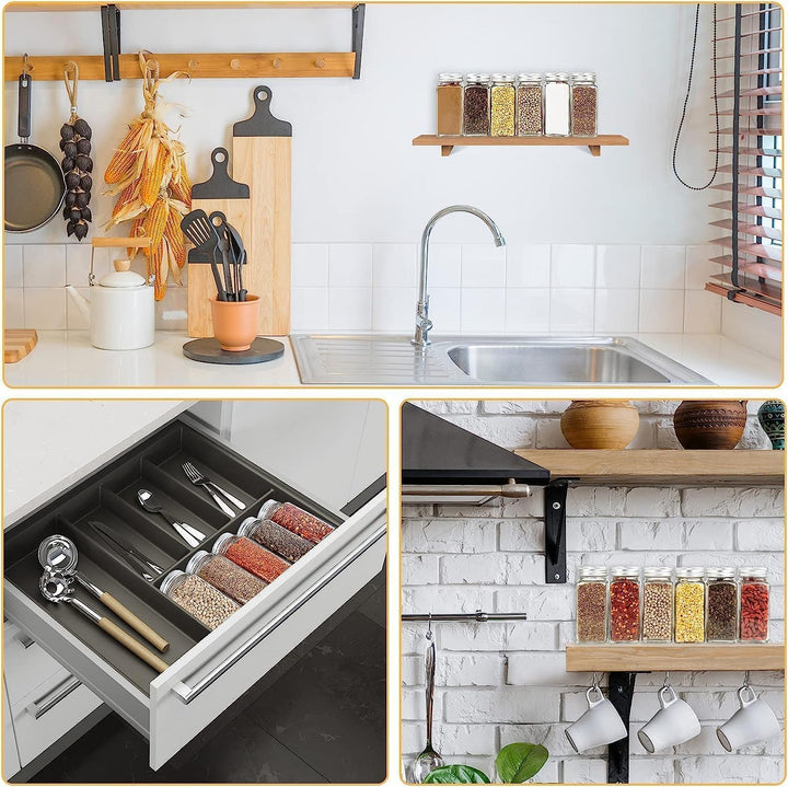 WardWolf 48er Gewürzgläser Eckig mit Metall Deckel,120ML Gewürzdosen Set,Gewürzgläser mit Streueinsa