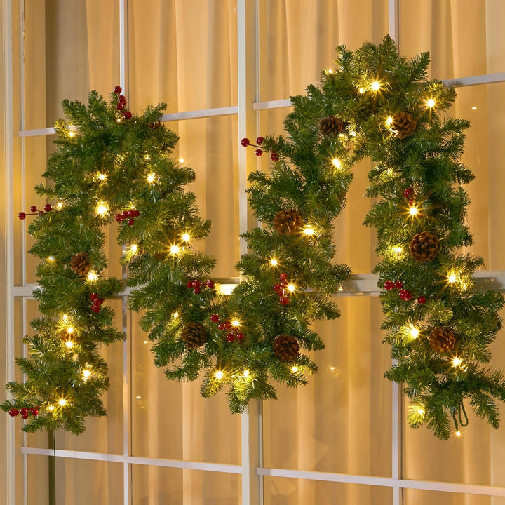 Joiedomi 2.7 Meter künstliche Weihnachtsgirlande, Tannengirlande mit 100 LED Licht, 27 Tannenzapfen,