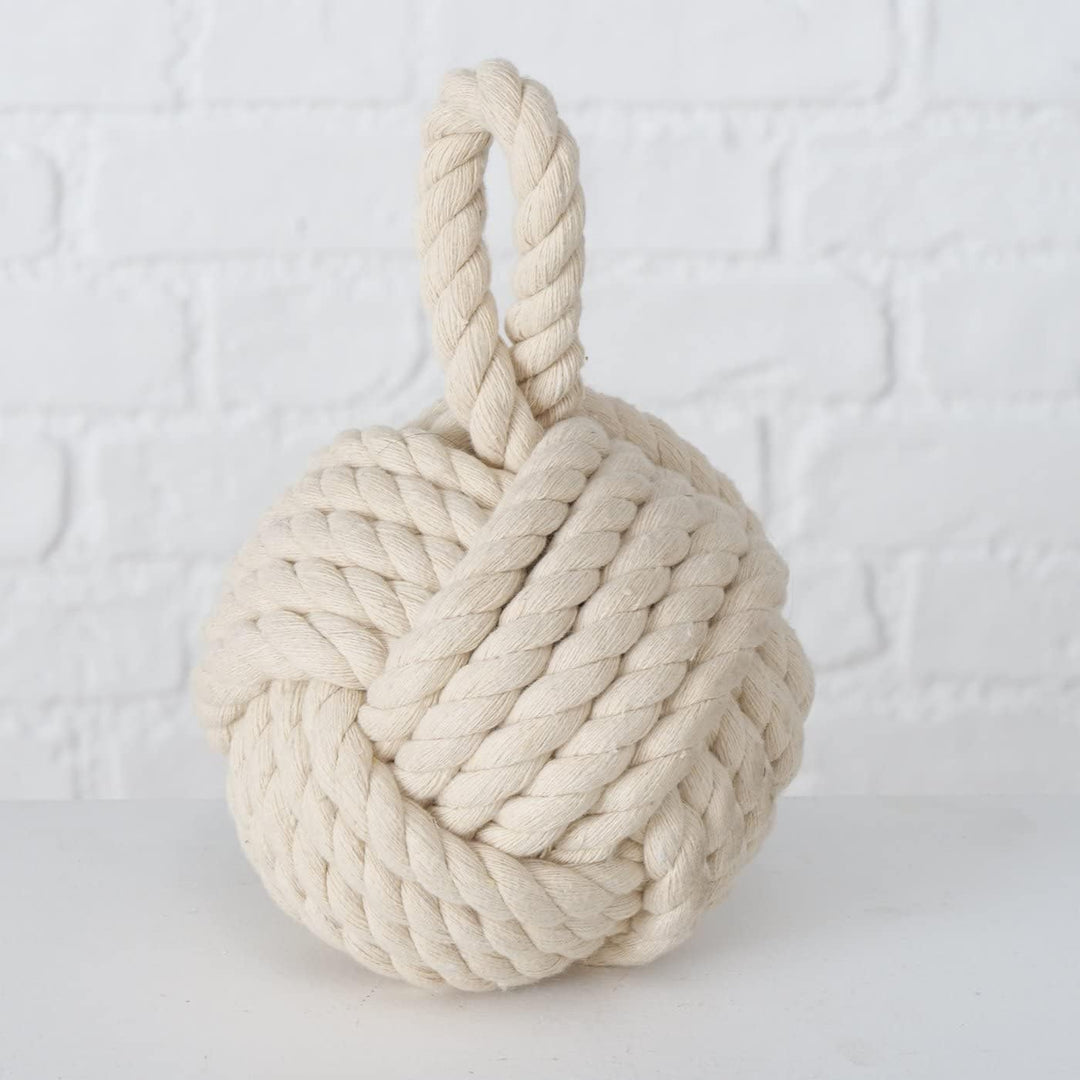 Boltze Türstopper Set Jute Knoten Natur Strick Kugel Stoff Boden 1,5 kg Gewicht mit praktischer Schl