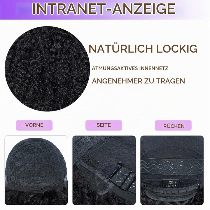 FASHION IDOL Kurzer lockiger Bob Echthaarperücken mit Pony Jerry Curl Brasilianisches Echthaar Keine
