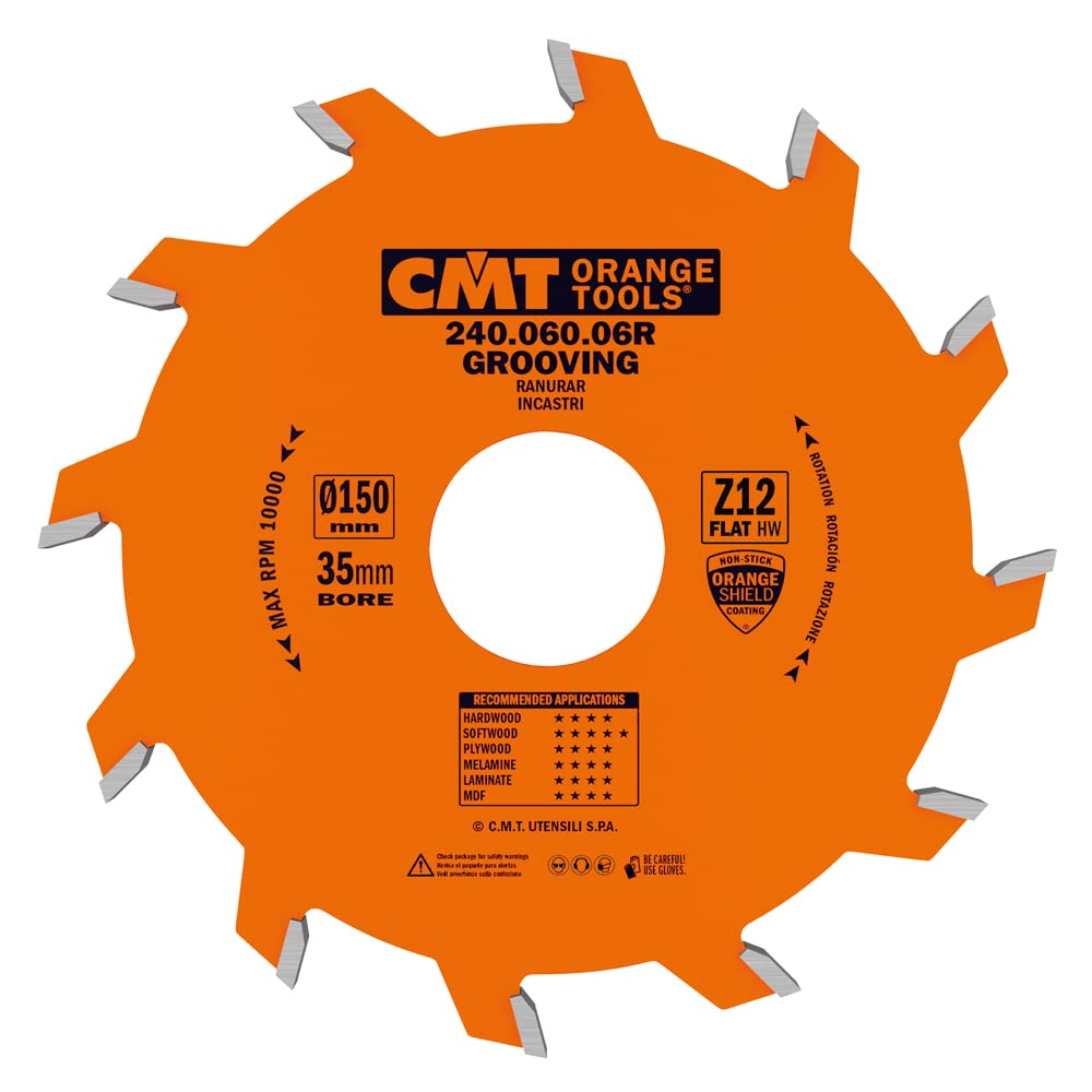 CMT Orange Tools 240.060.06r – Kreissägeblatt für gerade Nutfräser 150 x 6 x 35 Z 12