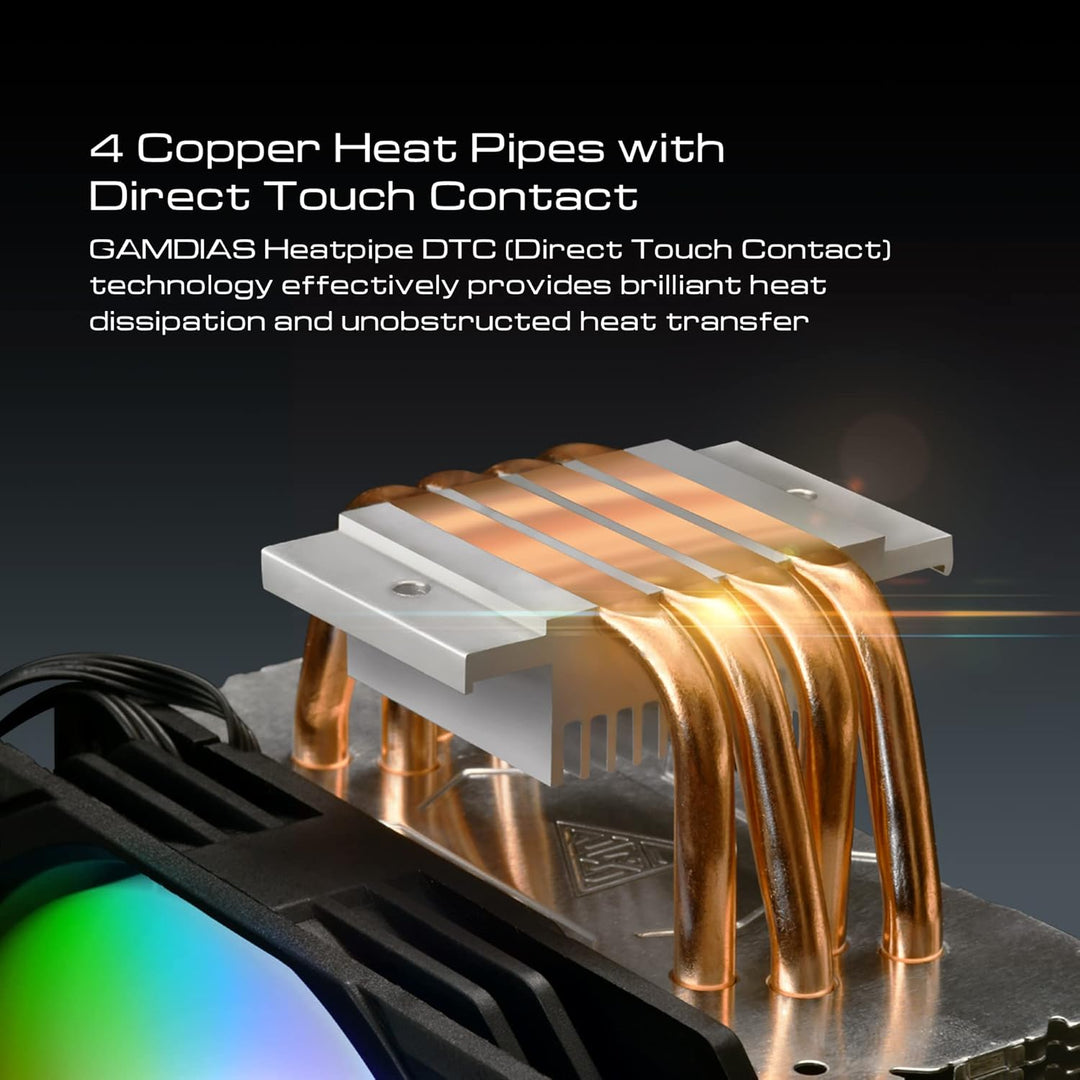GAMDIAS BOREAS E1-410 CPU-Kühler, CPU-Luftkühler, CPU-Lüfter, direkter Berührungskontakt, 4 Kupfer-H