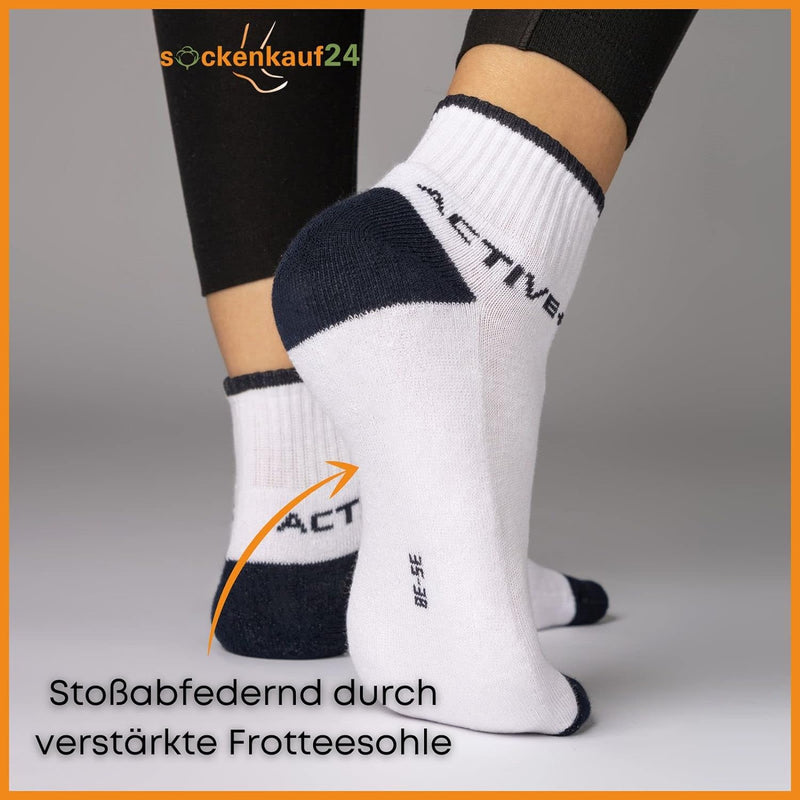 6 oder 12 Paar SPORT Sneaker Socken Herren Damen Sportsocken Frotteesohle Baumwolle 35-38 6 Paar | F