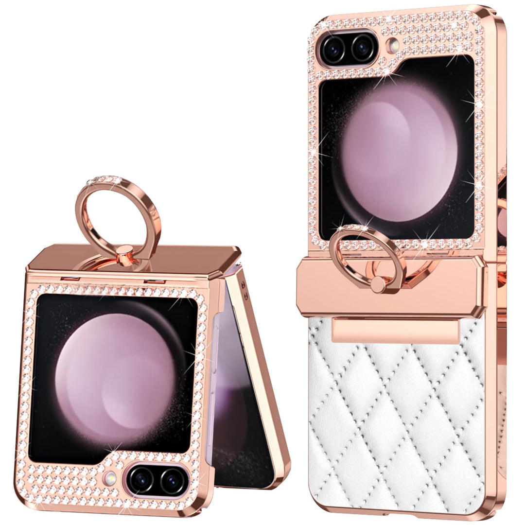 NINKI für Samsung Galaxy Z Flip 6 Case mit Ring Scharnier Schutz,Luxus Glitter Shiny Strass Diamond