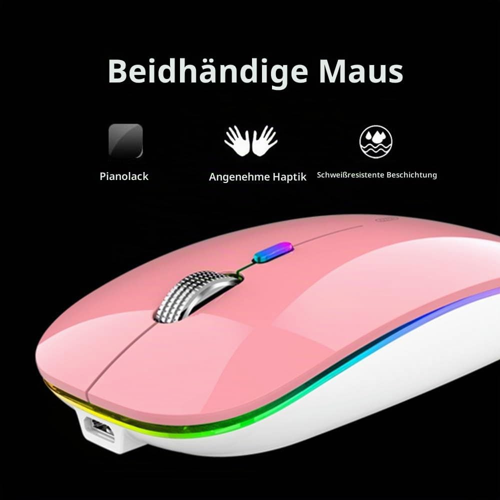 Uiosmuph G12 Maus Kabellos, LED 2.4G Leise Funkmaus Wiederaufladbar Wireless Mousemit Nano USB Empfä