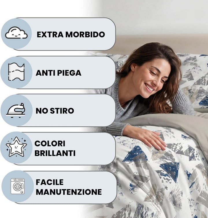 Italian Bed Linen MB Home Italy Fashion Bettbezug Set, Doppelbett, Urban Blu, Urban Blu