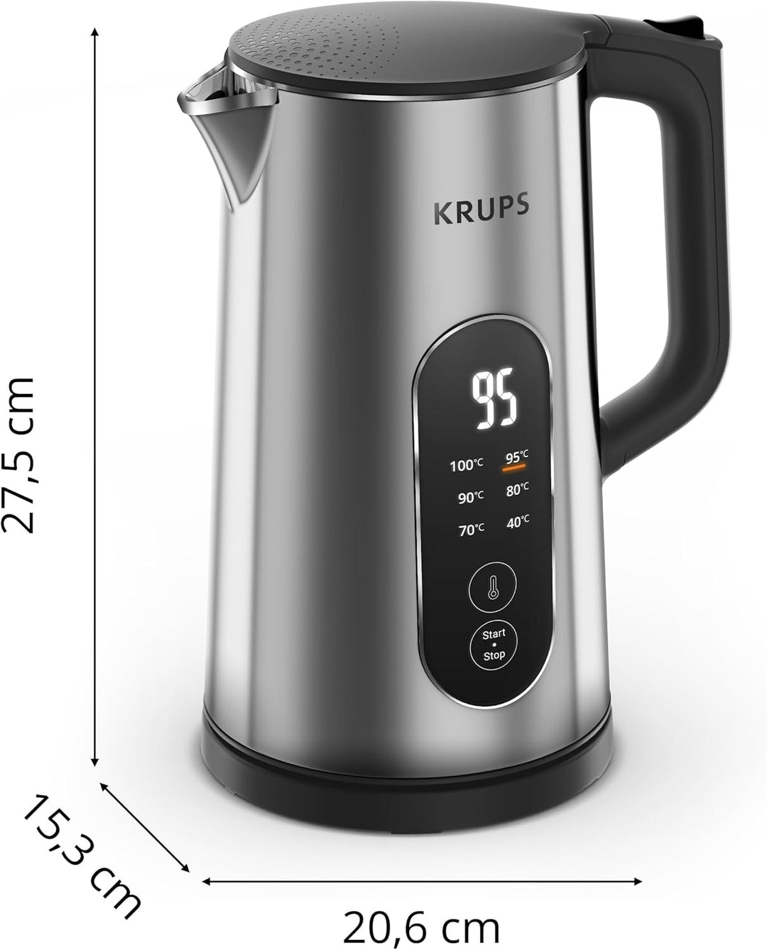 Krups Selection Wasserkocher, 1,7 Liter Fassungsvermögen für bis zu 6 Tassen, 6 Temperaturen, Real-T