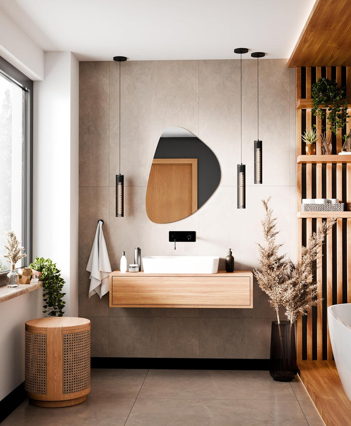 BD ART LED-Badezimmerspiegel 60x90 cm, Organische Form mit Beleuchtung, IP44, Wandspiegel für Feucht