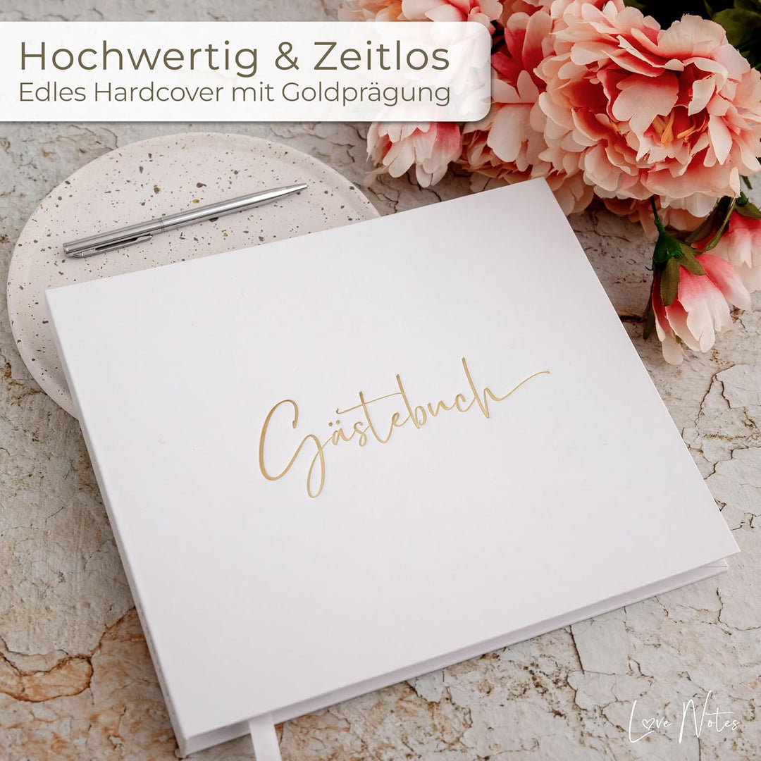 Love Notes Gästebuch Hochzeit, Geburtstag & Jeder Anlass [100 Blanko Seiten] Hochwertiges Gästebuch