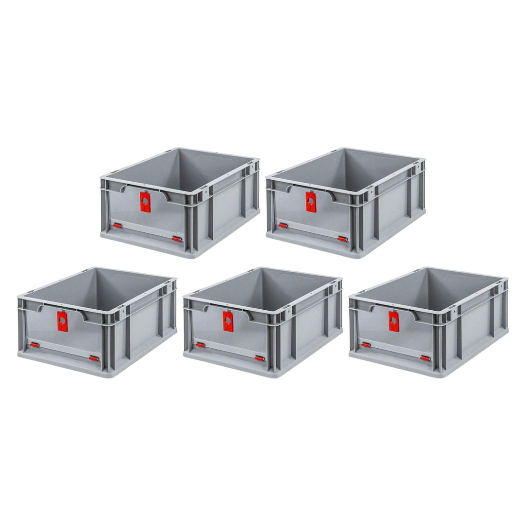 SparSet 5x Eurobox NextGen Insight Cover | HxBxT 17x30x40 | 16 Liter | Niedrig/Rot | Eurobehälter, T