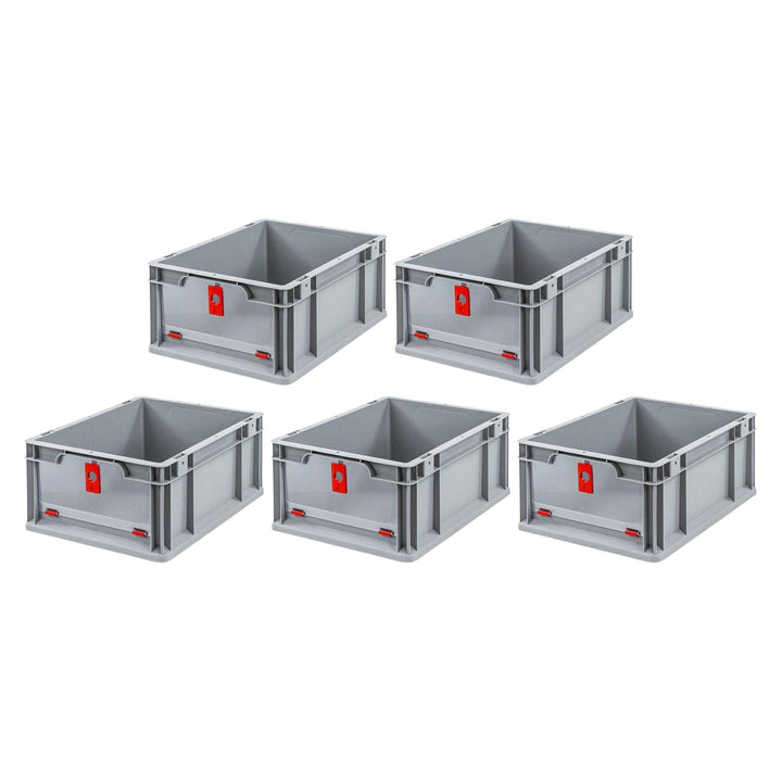 SparSet 5x Eurobox NextGen Insight Cover | HxBxT 17x30x40 | 16 Liter | Niedrig/Rot | Eurobehälter, T