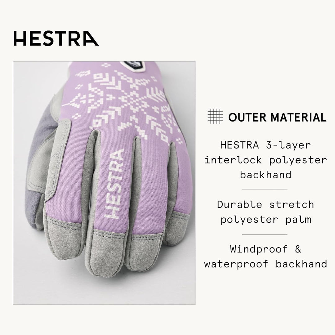 Hestra Women´s XC Primaloft 5-Finger Glove Syringa bedruckt 5, Syringa bedruckt 5