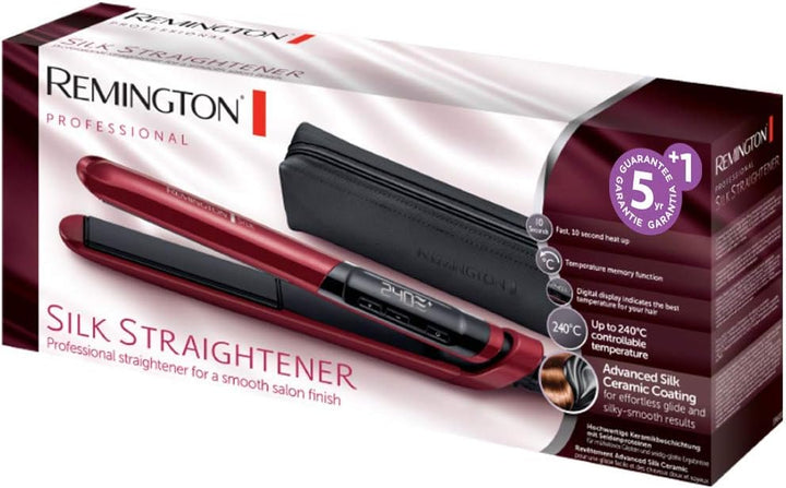 Remington Glätteisen Silk (Doppelschicht-Keramikbeschichtung mit Seidenproteinen für samtig glatte &