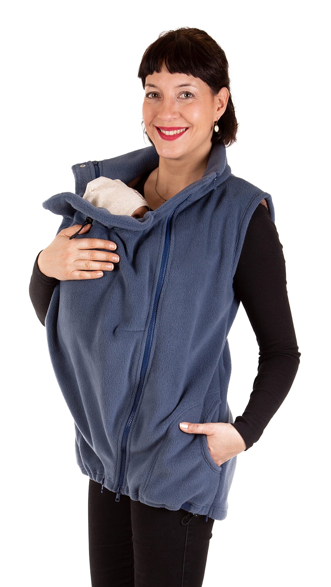 Viva la Mama - Trageweste aus Fleece, Winter Zusatzweste für Tragejacken - RERIK M stahlblau - vorn