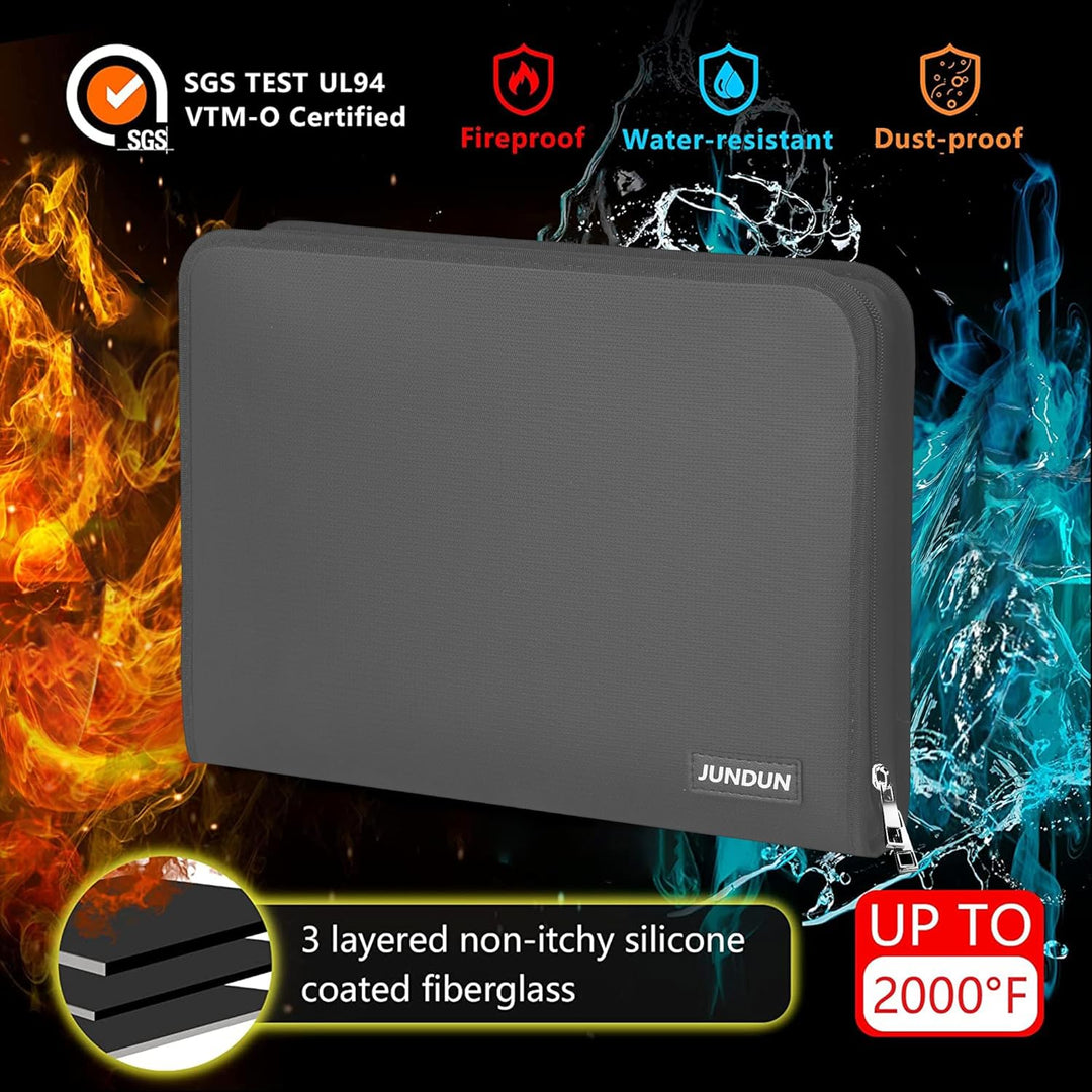 JUNDUN Fächermappe - Dokumentenmappe a4 mit mehreren Fächern - Feuerfest Dokumententasche mit Reissv