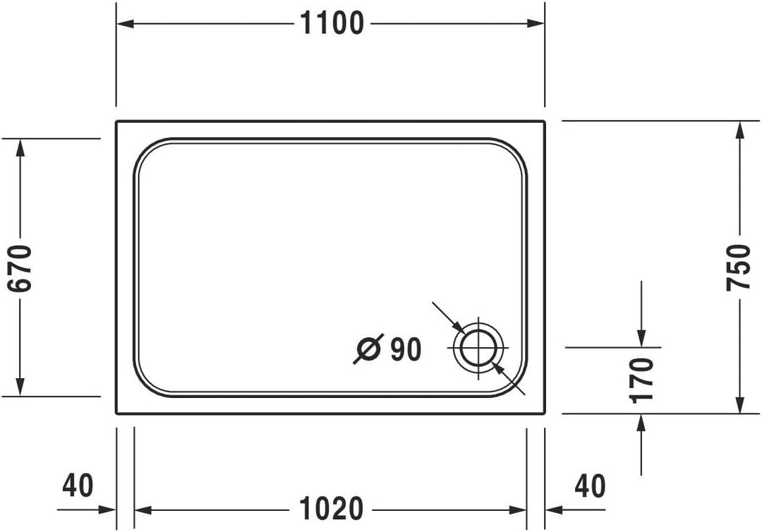 Duravit Duschwanne D-Code 110x75x85mm Rechteck, weiss, 720097000000000
