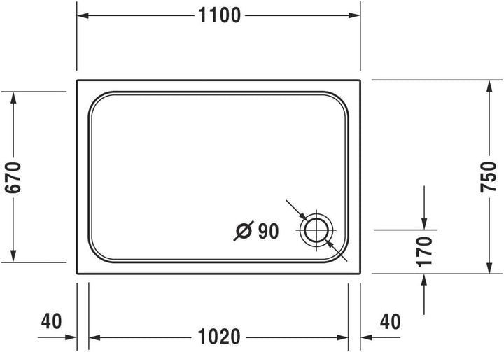 Duravit Duschwanne D-Code 110x75x85mm Rechteck, weiss, 720097000000000