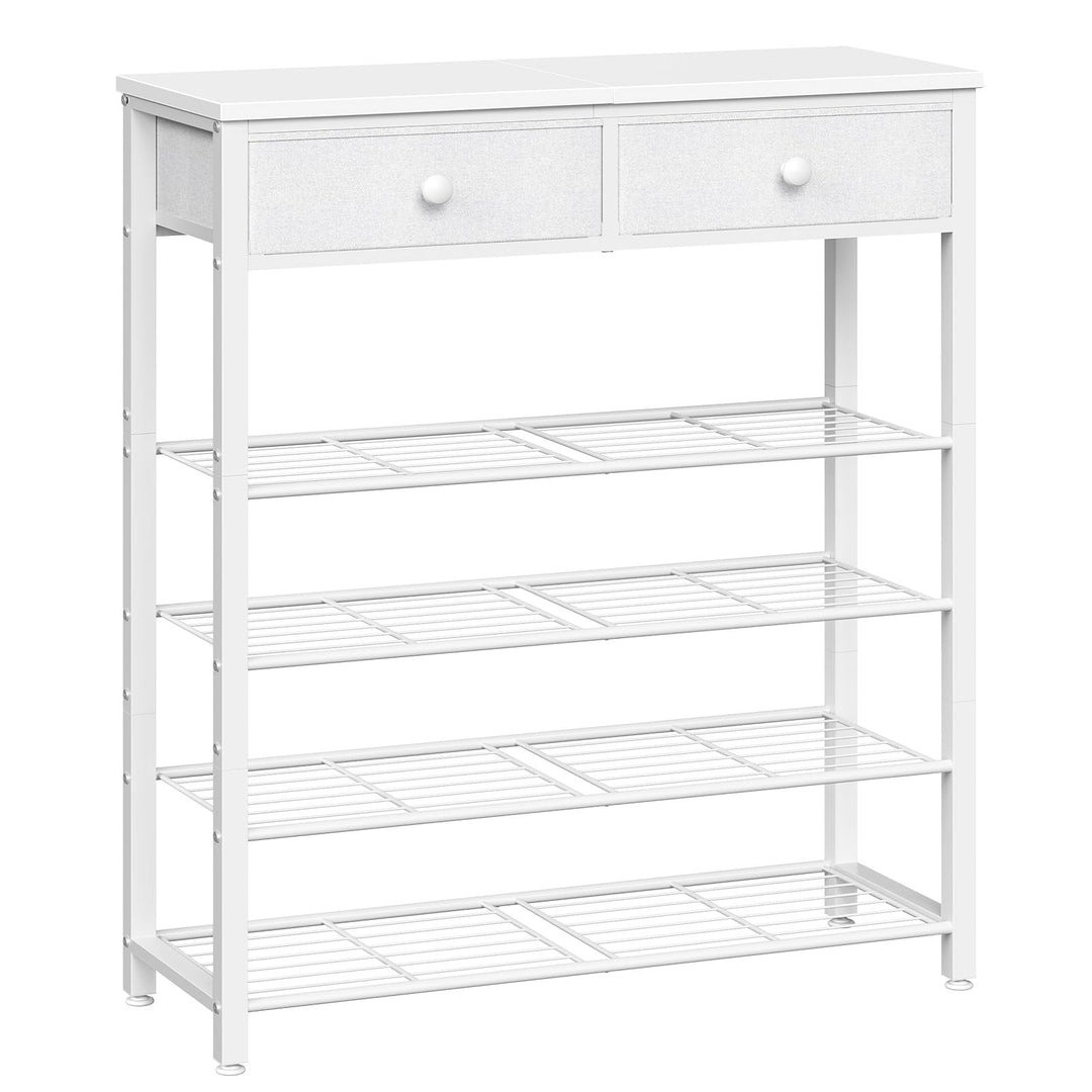 HOOBRO Schuhregal, Schuhablage mit 2 Schubladen und 4 Gitterablagen, 75 x 28 x 93 cm hoch, für Einga