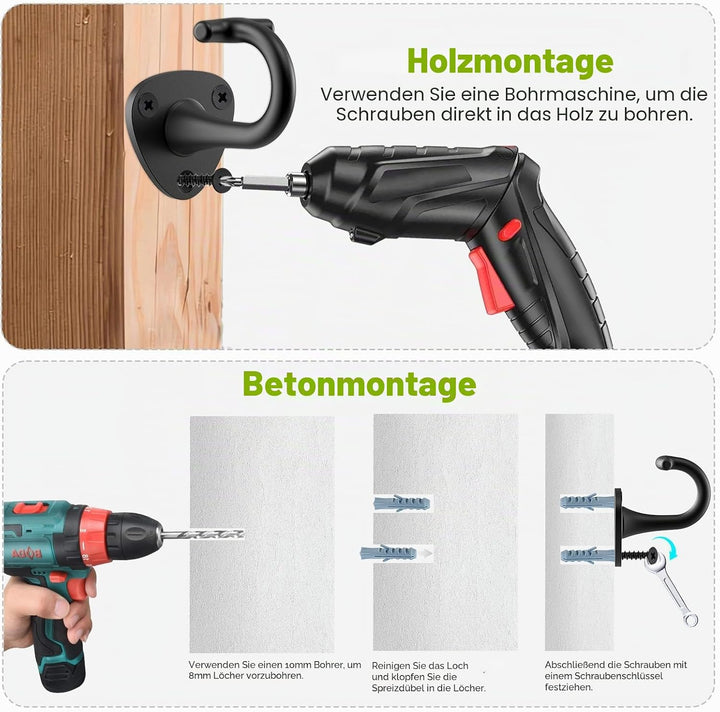 BeneLabel Hundeleinenhalter Wand, Hundeleine Wandhaken Haustierleinen Wandbefestigung Schwarz Hundel