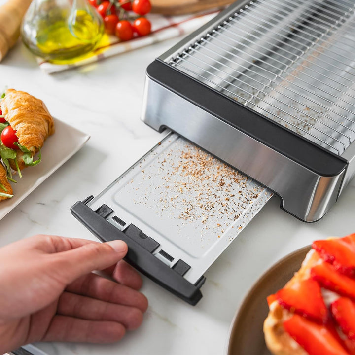 Ufesa Flachtoaster Kamut, 1000W mit 3 Quarz-Heizelementen, Horizontaler Toaster aus Edelstahl, XL-Gr