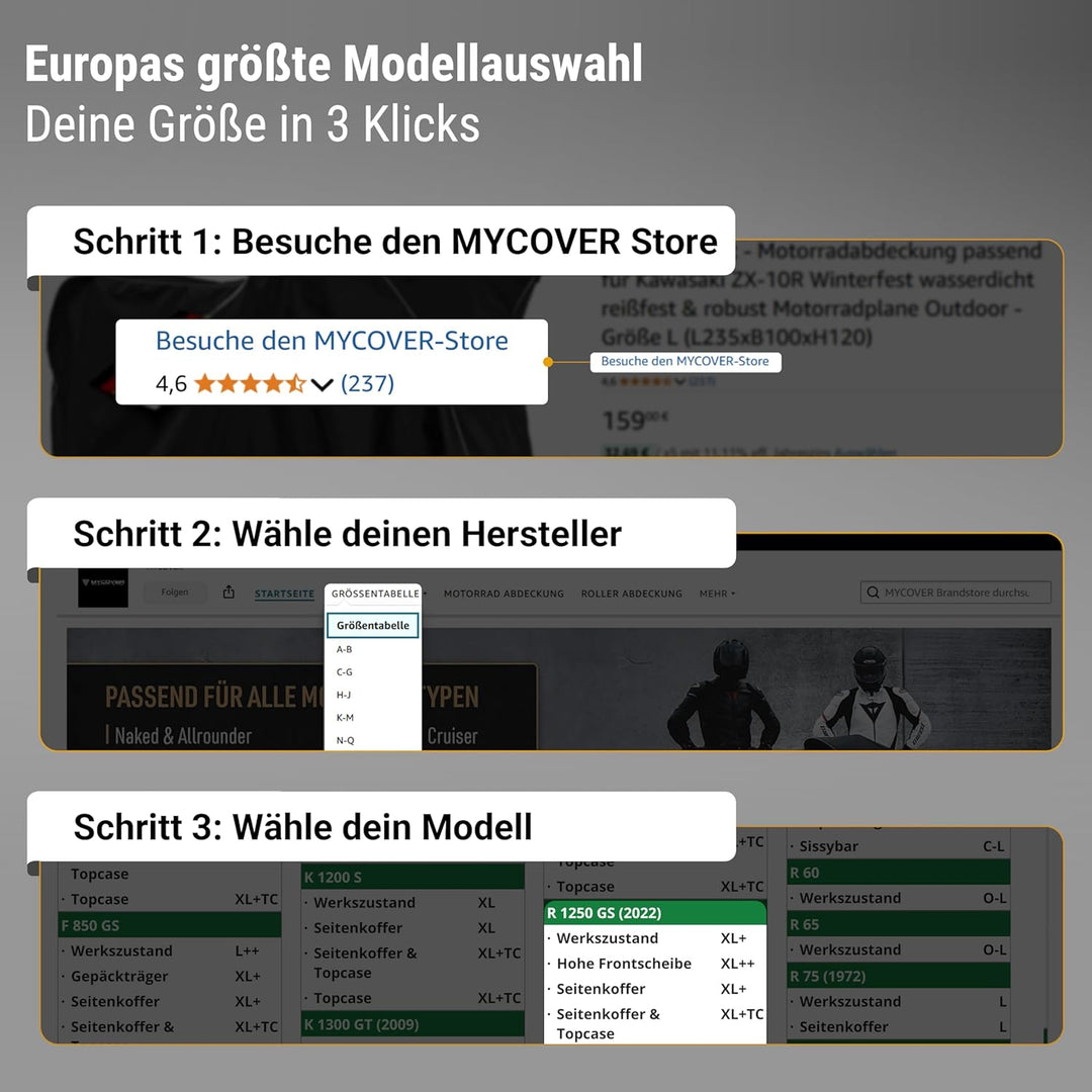 MYCOVER handgefertigte Motorrad Abdeckplane -von Bikern für Biker- Motorradabdeckung: Winterfest und