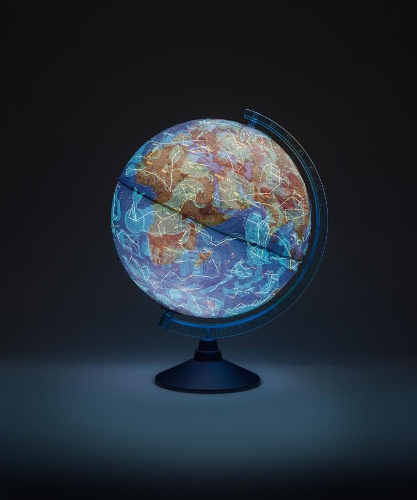 EXERZ 25 cm Relief AR Globus beleuchtetes kabelloses LED-Licht – physische Karte (Tag) – Consellatio