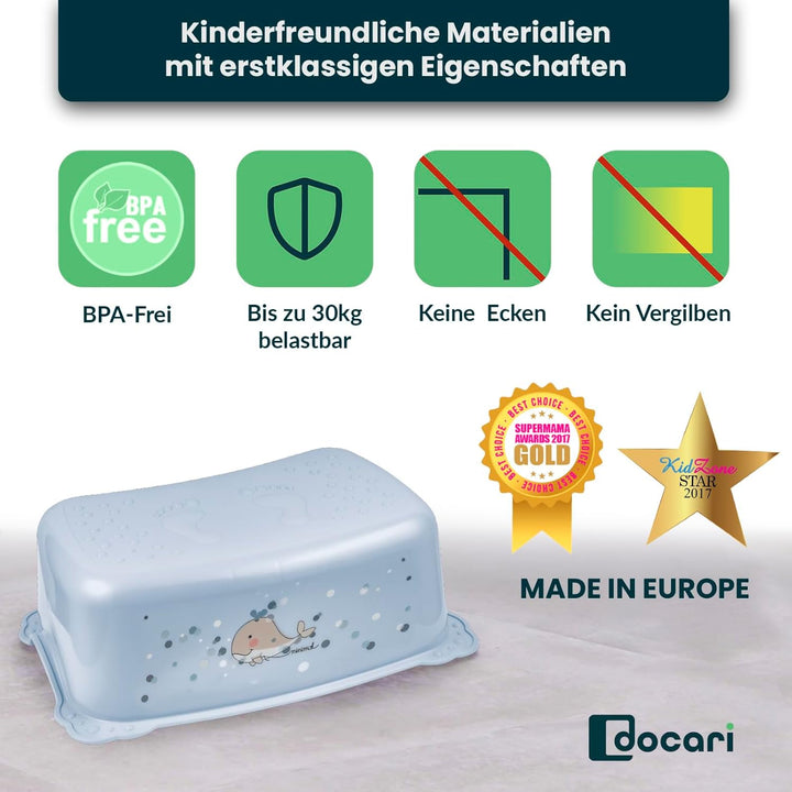 Kinder Töpfchen Set 3 in 1 ab 1 Jahr blau Wal – Töpfchenset Jungen Mädchen stabil rutschfest und hyg