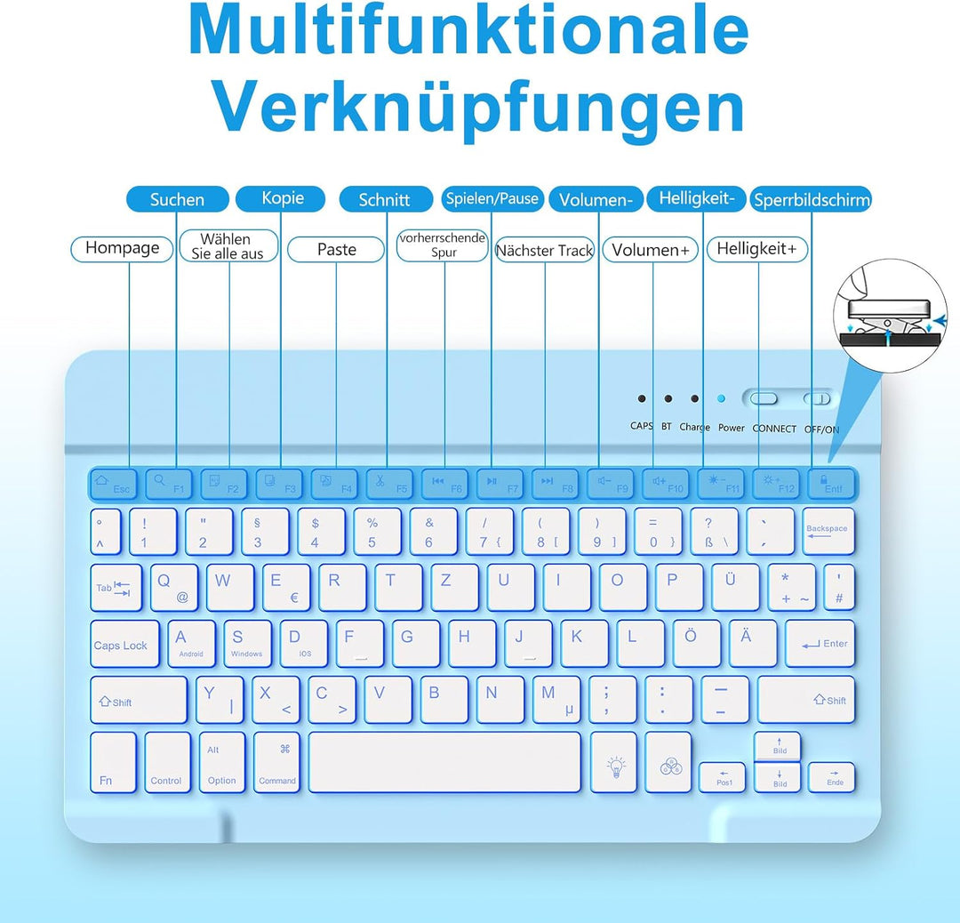 MMK Hülle mit Tastatur für iPad 10 Generation 2022(11/10.9 Zoll)/A16 11 Generation 2025, Abnehmbare