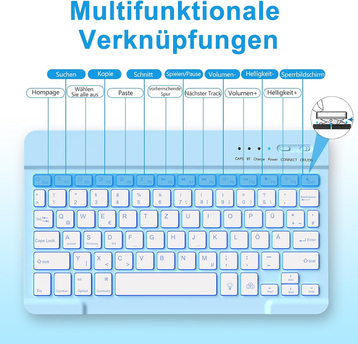 MMK Hülle mit Tastatur für iPad 10 Generation 2022(11/10.9 Zoll)/A16 11 Generation 2025, Abnehmbare