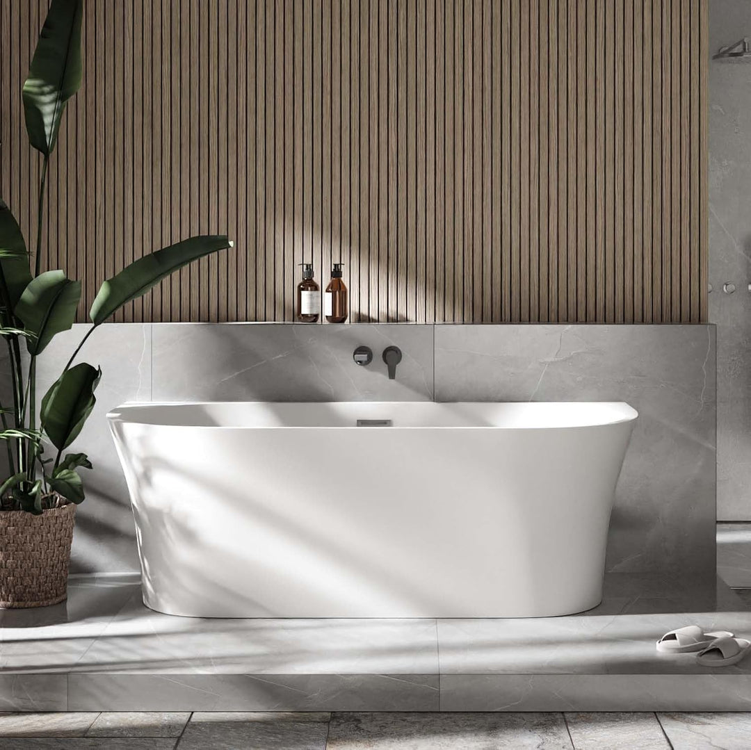 BERNSTEIN Freistehende Badewanne aus Sanitäracryl Wanne mit Doppelwandiger Konstruktion 170 x 80 x 5
